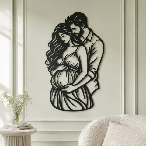Vue alternative de Expecting Parents Metal Wall Art | Family Silhouette Decor