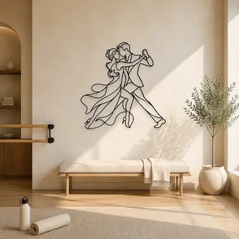 Décoration murale en métal Étreinte Proche de Tango | Décor mural Danse en Couple