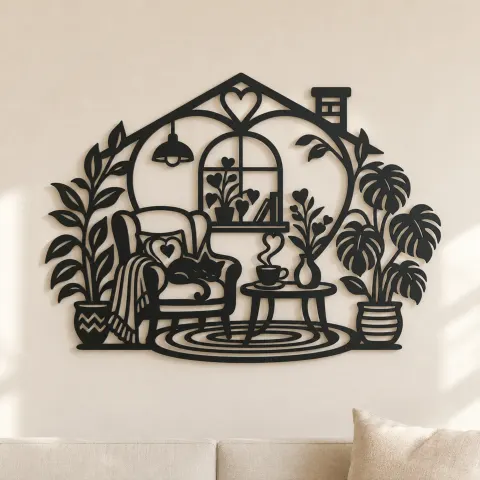 Home Sweet Heart Symbol Metal Wall Art | Cozy Home Metal Decor