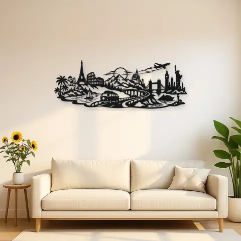 Road Trip Horizon Metal Wall Art | Travel and City Wall Decor