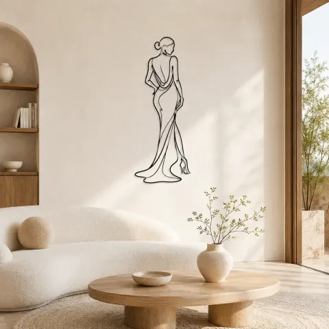 Décoration murale en métal Runway Turn Pose | Décor mural figure de mode