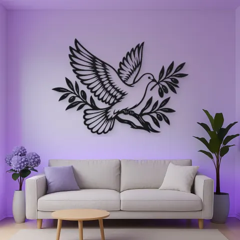Dove Olive Branch Metal Wall Art | Wildlife Silhouette Decor alternative Ansicht
