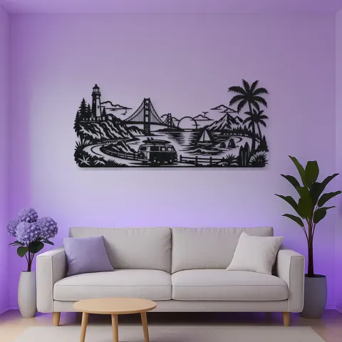 Vista alternativa de Van Life Coast Metal Wall Art | Travel and City Wall Decor