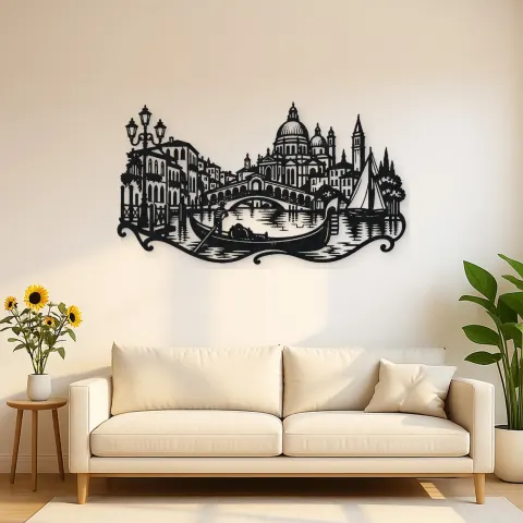 Venice Gondola Curve Metal Wall Art | Travel and City Wall Decor
