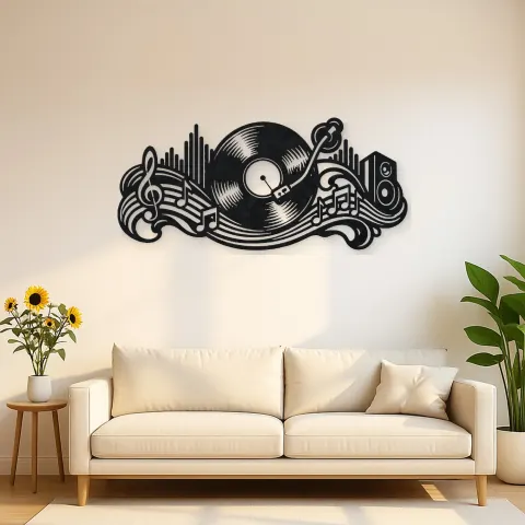 Vinyl Record Wave Metal Wall Art | Music Room Wall Decor
