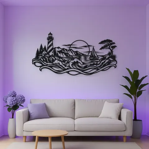 Lighthouse Coastline Metal Wall Art | Coastal and Nautical Wall Decor alternative Ansicht