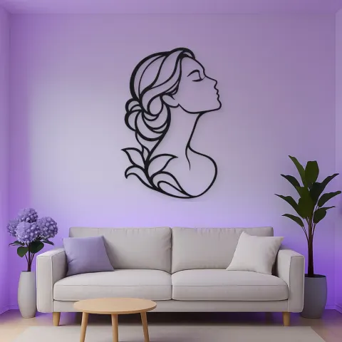 Vista alternativa de Minimal Beauty Profile Metal Wall Art | Minimalist Woman Line Art