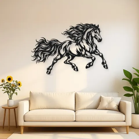 Running Stallion Metal Wall Art | Equestrian Wall Decor