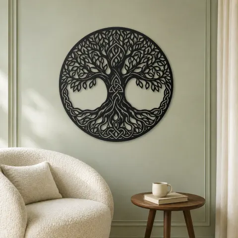 Vue alternative de Celtic Roots Tree Metal Wall Art | Botanical Metal Wall Decor