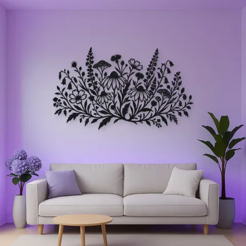 Vue alternative de Wildflower Meadow Metal Wall Art | Botanical Metal Wall Decor