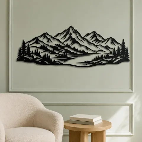 Vue alternative de Soft Scandinavian Peaks Metal Wall Art | Modern Abstract Metal Decor