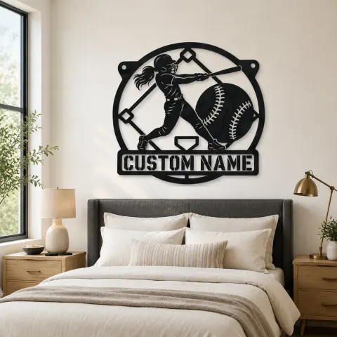 Vue alternative de Décoration murale en métal personnalisée batteur de softball avec diamant