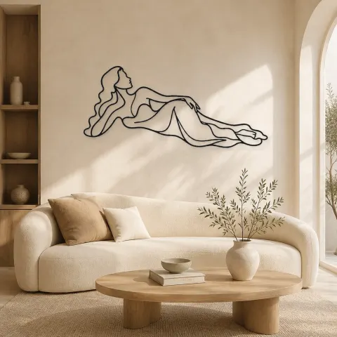 Décoration murale en métal "Side Lie Elegance" | Décor mural féminin
