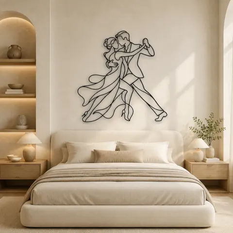 Vue alternative de Décoration murale en métal Étreinte Proche de Tango | Décor mural Danse en Couple