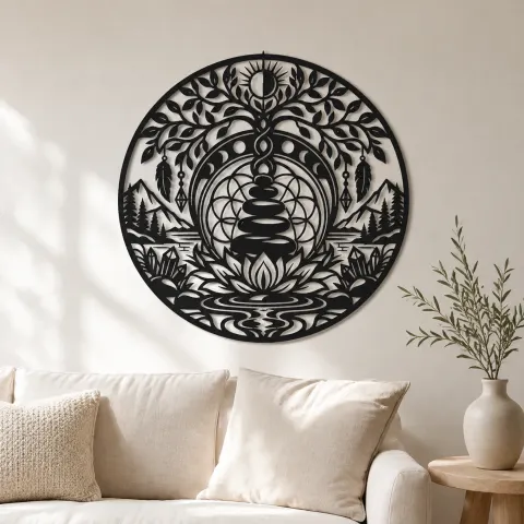 Balance Stone Circle Metal Wall Art | Modern Abstract Metal Decor