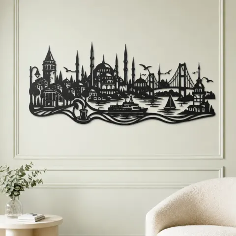 Vue alternative de Istanbul Skyline Flow Metal Wall Art | Travel and City Wall Decor