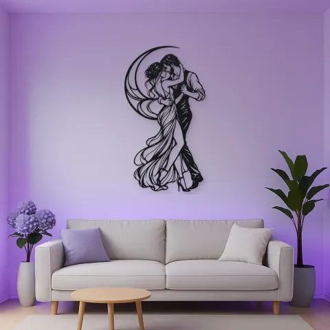 Vista alternativa de Moonlit Slow Dance Metal Wall Art | Movement Silhouette Decor