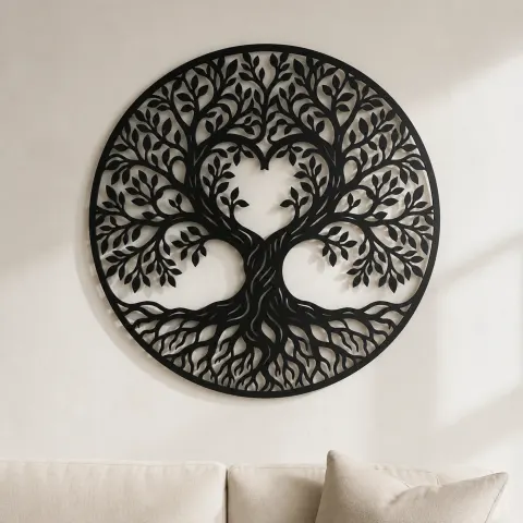 Heart Shaped Tree Metal Wall Art | Botanical Metal Wall Decor