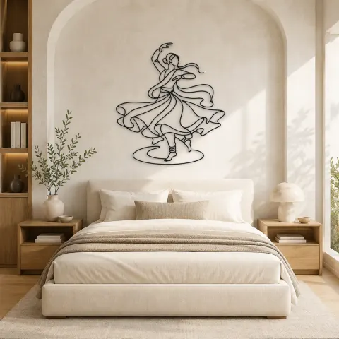 Vue alternative de Décoration murale en métal Kathak Spin | Décor mural silhouette de danse