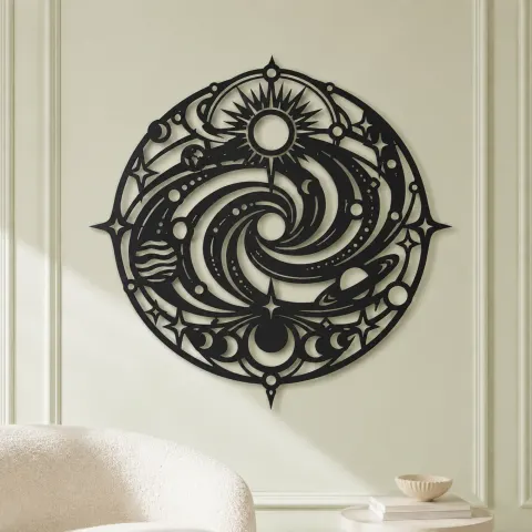 Vue alternative de Galaxy Spiral Emblem Metal Wall Art | Celestial Boho Wall Decor