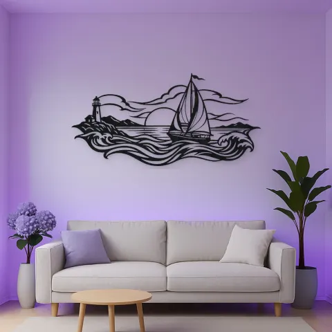 Vue alternative de Sailboat Horizon Metal Wall Art | Coastal and Nautical Wall Decor