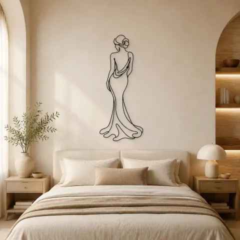 Vue alternative de Décoration murale en métal personnalisée Portrait de Dos | Décor mural de figure féminine