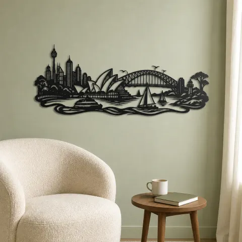 Vue alternative de Sydney Harbour Flow Metal Wall Art | Travel and City Wall Decor