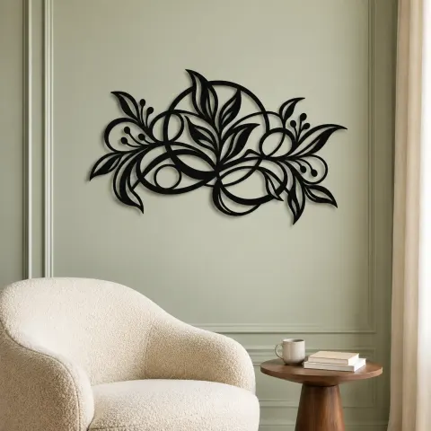 Vue alternative de Botanical Abstract Fusion Metal Wall Art | Modern Abstract Metal Decor