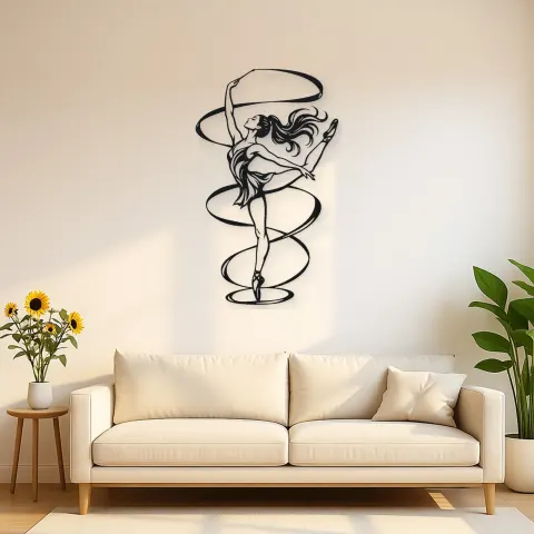 Ribbon Dancer Metal Wall Art | Movement Silhouette Decor