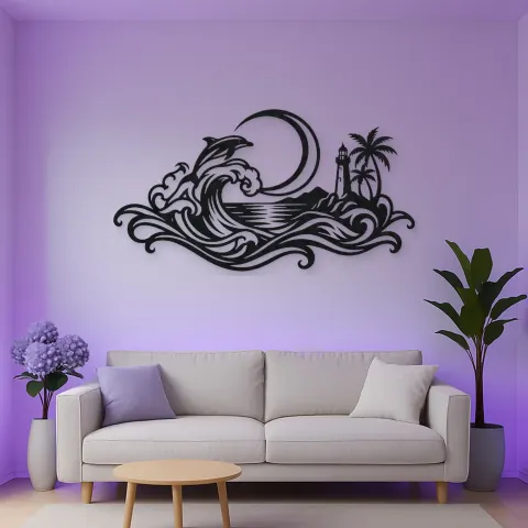 Vue alternative de Crescent Moon Tide Metal Wall Art | Coastal and Nautical Wall Decor