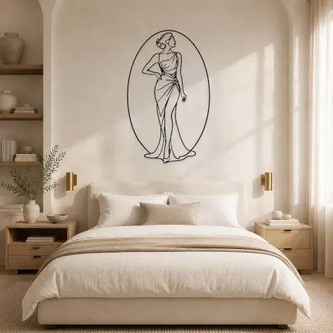 Vue alternative de Décoration murale en métal "Femme dans un Cadre Ovale" | Décor de Figure de Mode