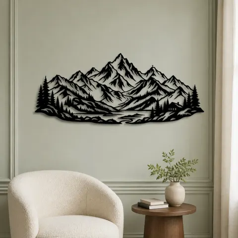 Vue alternative de Alpine Crown Metal Wall Art | Nature Silhouette Decor