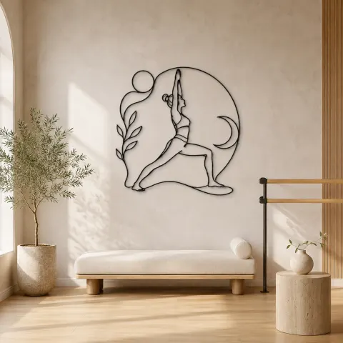 Décoration murale en métal Warrior One Strength | Décor mural Yoga et Méditation