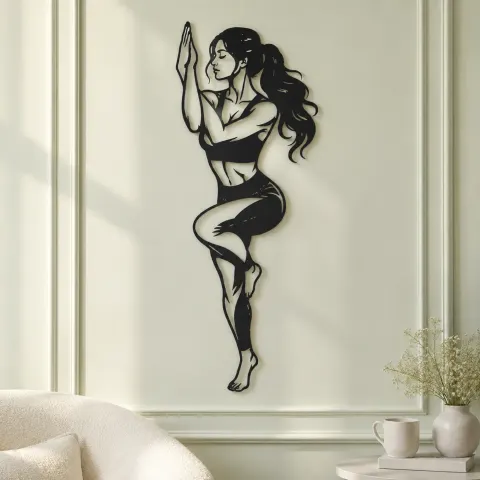 Vue alternative de Eagle Pose Balance Metal Wall Art | Movement Silhouette Decor
