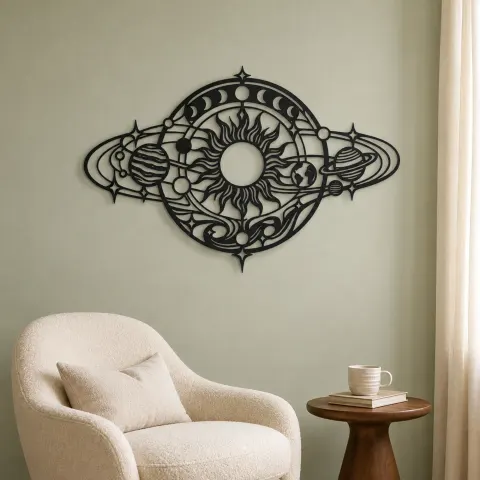 Vue alternative de Orbiting Planets Flow Metal Wall Art | Modern Abstract Metal Decor