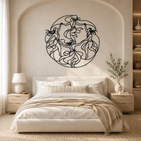 Vue alternative de Décoration murale en métal personnalisée Cercle de Danse Tribal | Décor mural de silhouette de danse