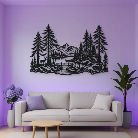 Tall Cedar Grove Metal Wall Art | Botanical Metal Wall Decor alternative Ansicht