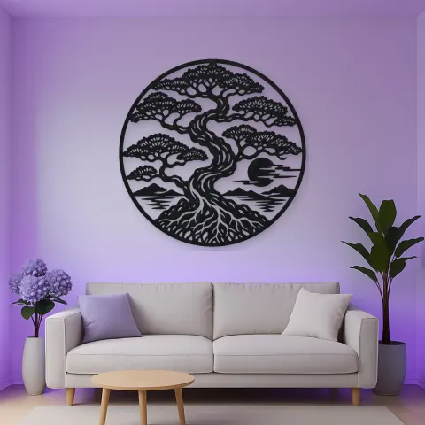 Vue alternative de Bonsai Balance Metal Wall Art | Botanical Metal Wall Decor