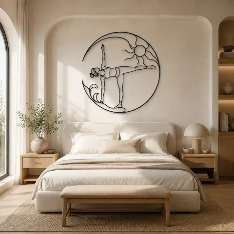 Vue alternative de Décoration murale en métal Half Moon Balance | Décor mural pour le yoga et la méditation