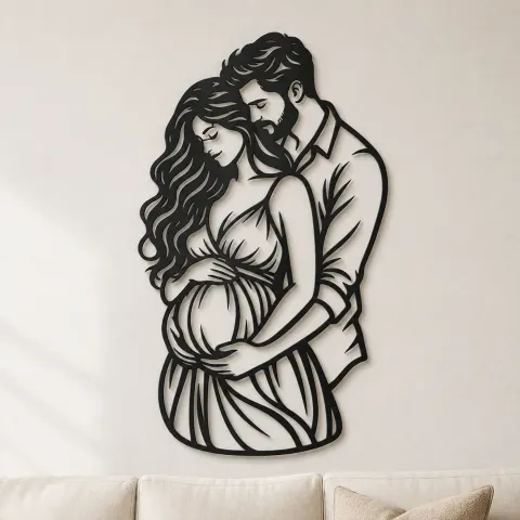 Expecting Parents Metal Wall Art | Family Silhouette Decor