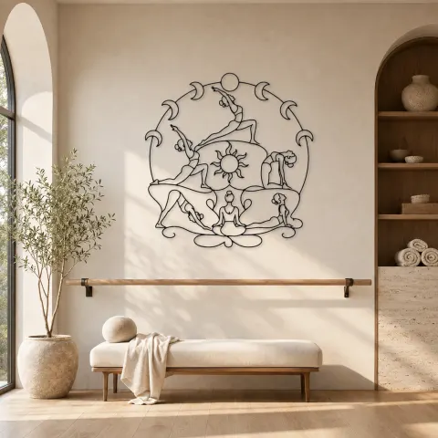 Séquence de lune de yoga | Décoration murale de yoga et méditation