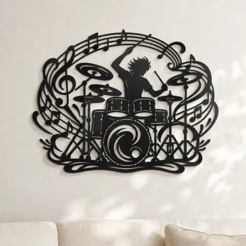 Drum Rhythm Circle Metal Wall Art | Modern Abstract Metal Decor