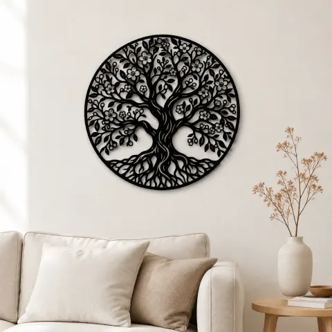 Blooming Spring Tree Metal Wall Art | Botanical Metal Wall Decor