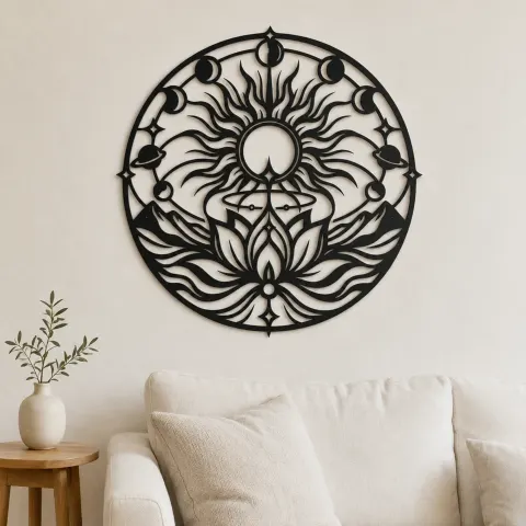 Solar Lotus Metal Wall Art | Botanical Metal Wall Decor
