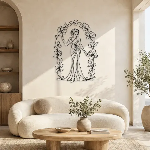 Décoration murale en métal Femme Arche Florale | Décor mural Femme Botanique