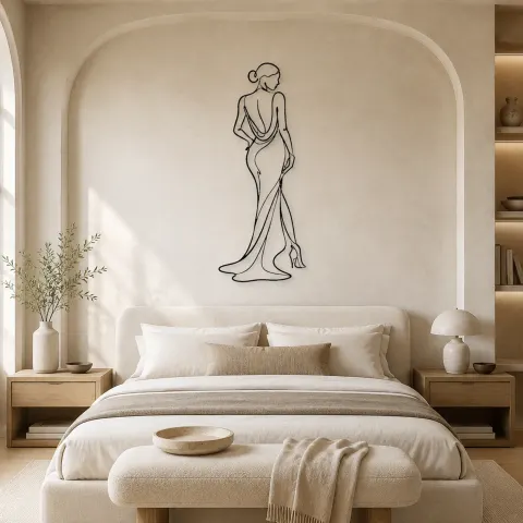 Vue alternative de Décoration murale en métal Runway Turn Pose | Décor mural figure de mode