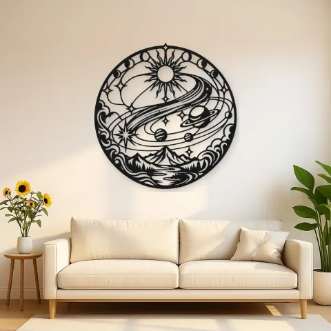 Comet Trail Curve Metal Wall Art | Nature Silhouette Decor