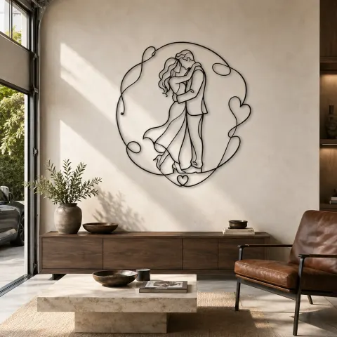 Décoration murale en métal Timeless Love Embrace | Décor Romantique pour Couple