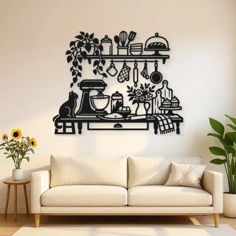Baker Kitchen Line Metal Wall Art | Cozy Home Metal Decor
