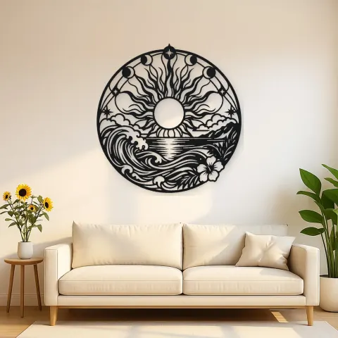 Sun and Ocean Metal Wall Art | Coastal and Nautical Wall Decor